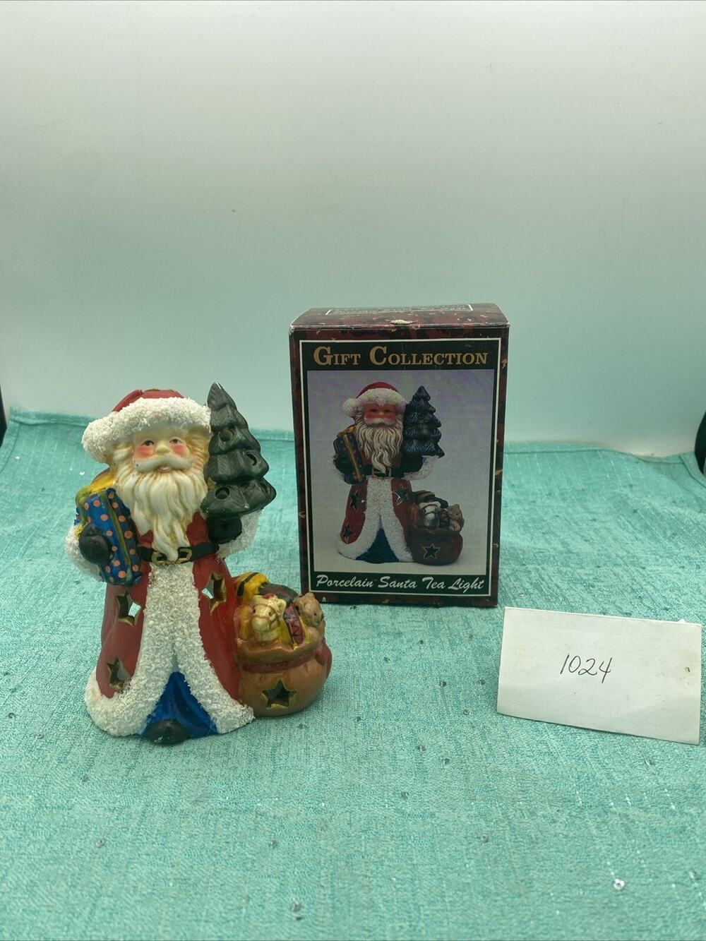 Gift Collection Porcelain Santa Tealight Votive Candle Holder Figurine